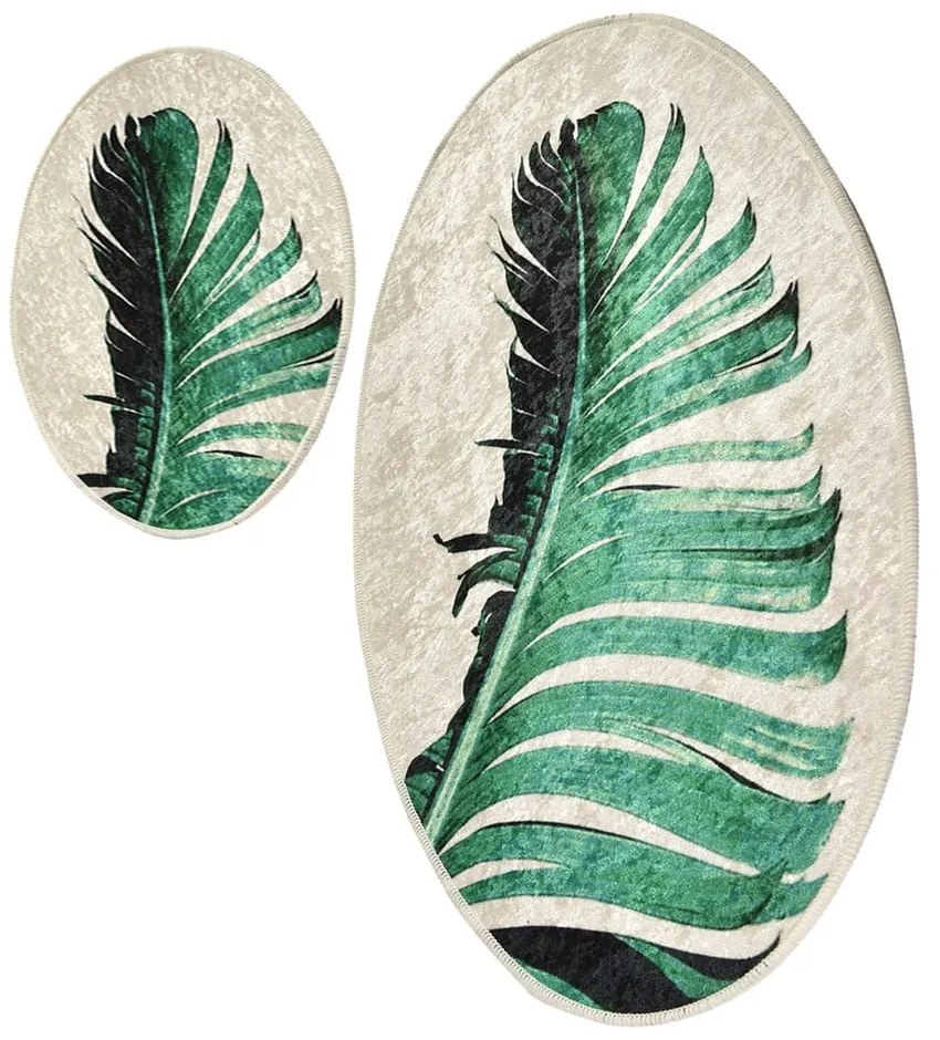 Covorașe de baie verzi-bej 2 buc. 60x100 cm Floret – Foutastic