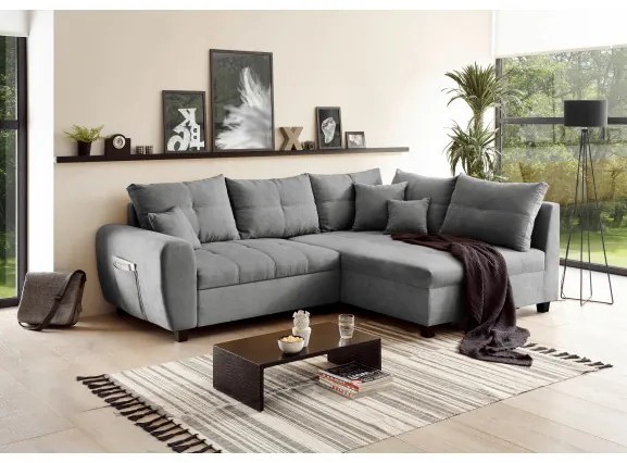 Coltar Extensibil Lena, Dreapta, Gri Inchis, 248 x 87 x 176 cm