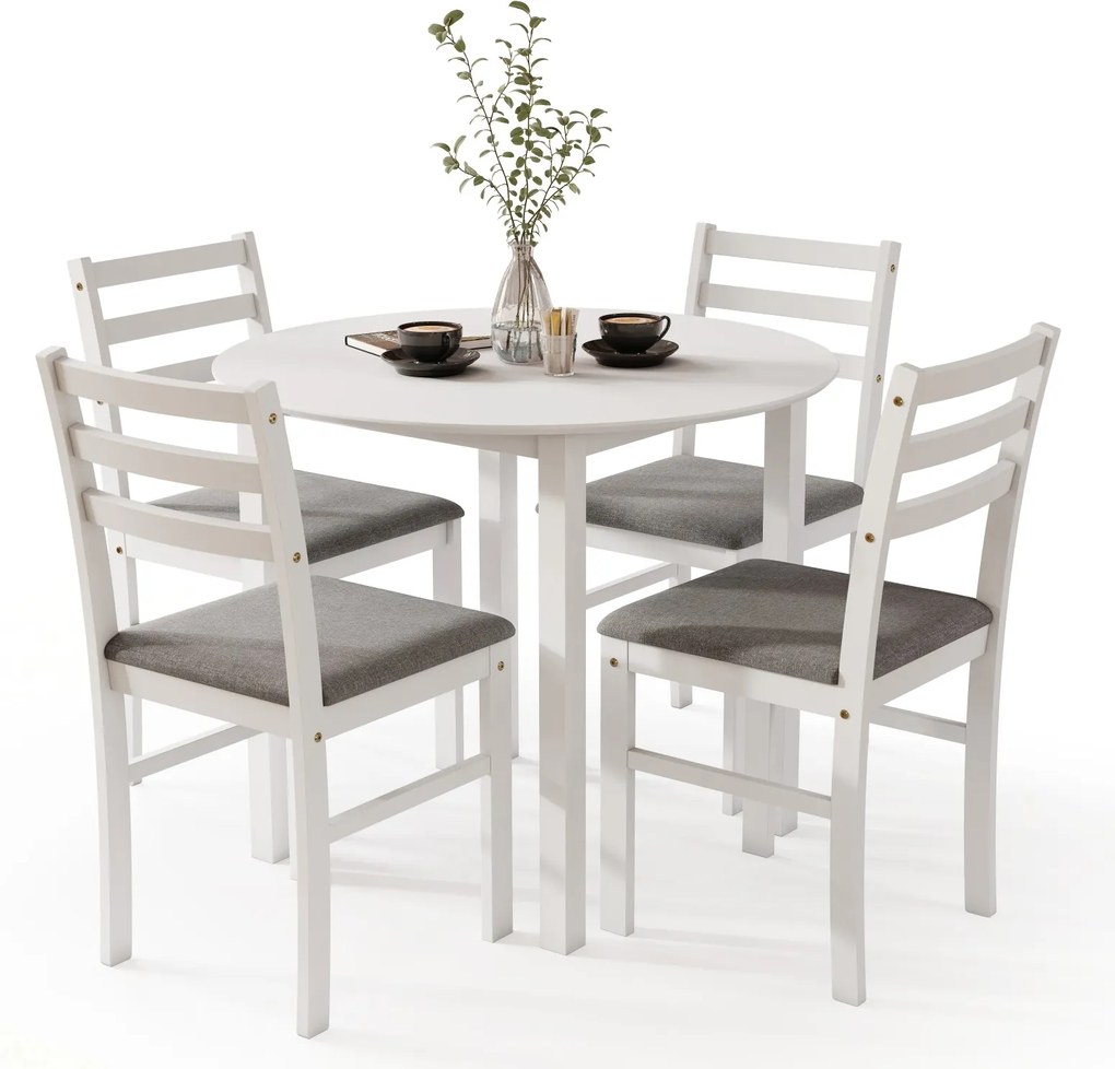 MAZZONI EXPORT Set TORINO Masă rotundă + 4 scaune Alb / Gri Deschis