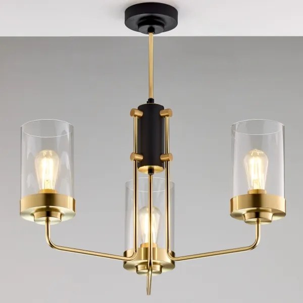 Jupiter 2087 - Lustru cu tija RAMIREZ 3xE27/15W/230V auriu/negru