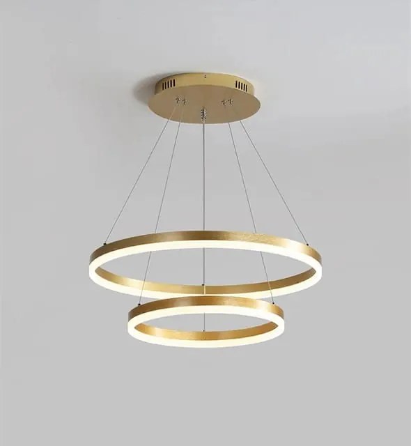Lustra LED Cu Telecomanda, 2 cercuri Gold, 120w
