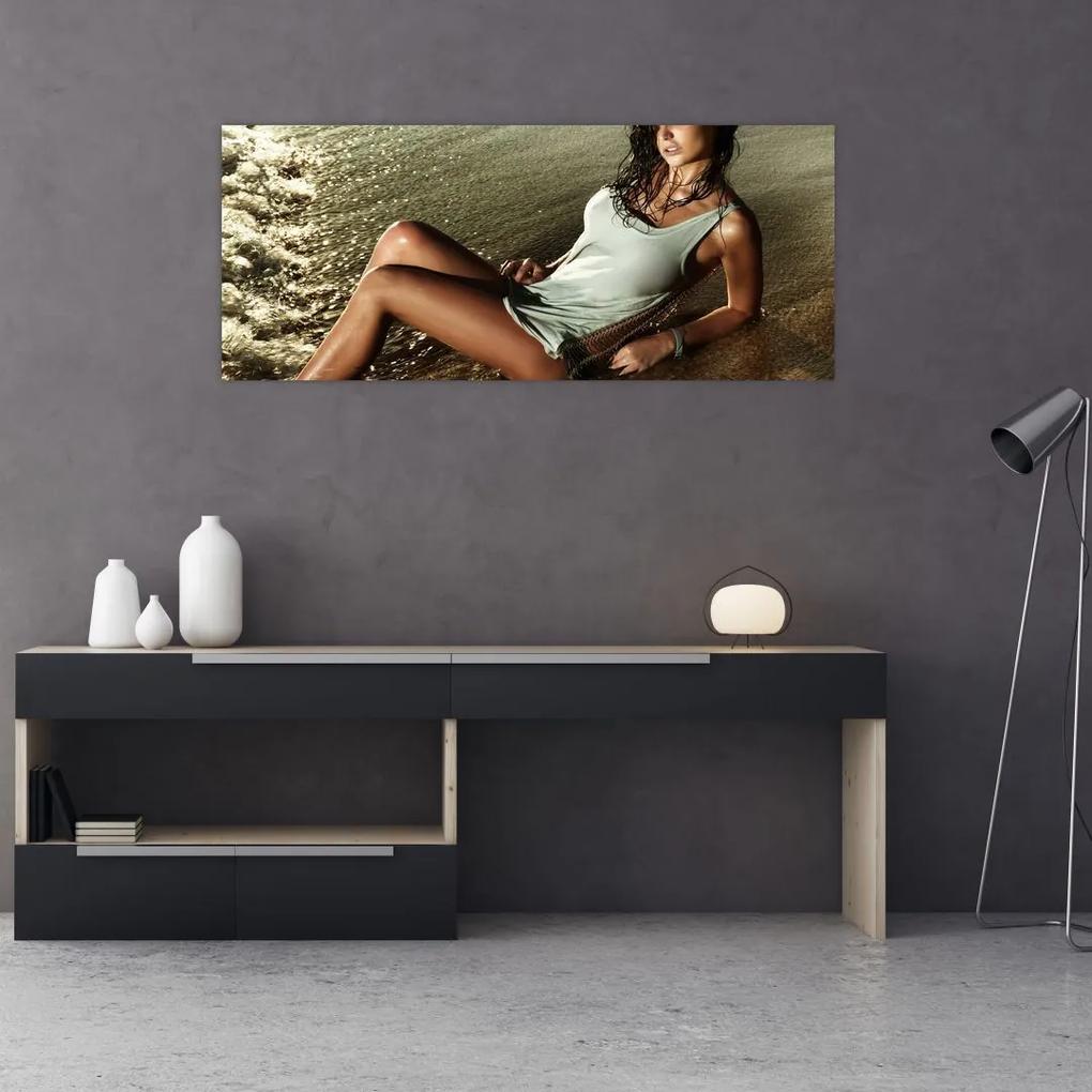 Tablou cu  femeie pe plajă (120x50 cm), în 40 de alte dimensiuni noi