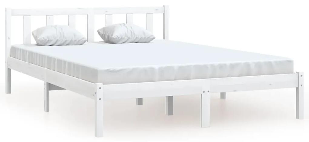 810078 vidaXL Cadru de pat, alb, 120x200 cm, lemn masiv de pin