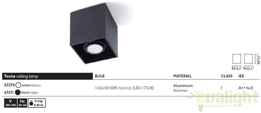 Plafoniera design modern minimalist TECTO-1 alba 63270