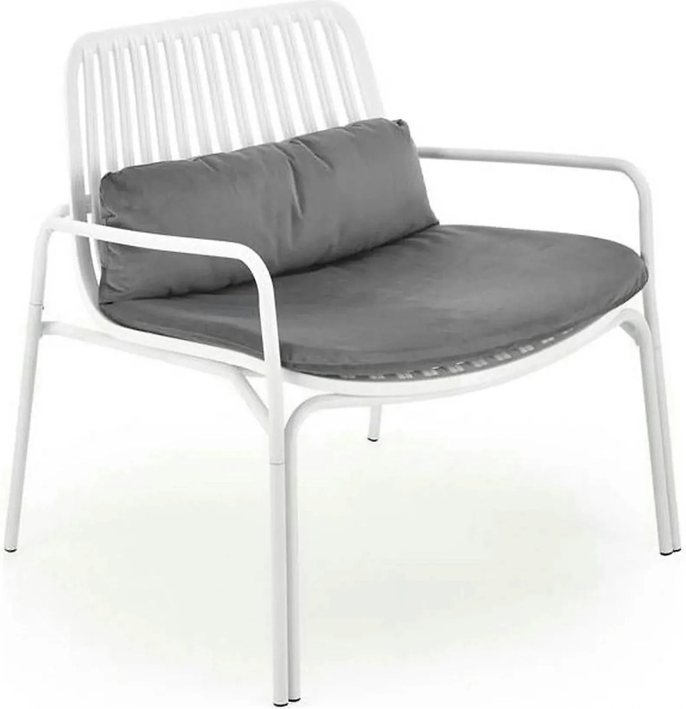 Scaun de gradina MELBY, gri/alb, stofa/polipropilena, 71x66x75 cm