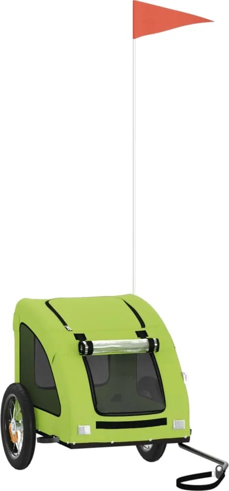vidaXL Remorcă de bicicletă animale companie, verde textil oxford/fier