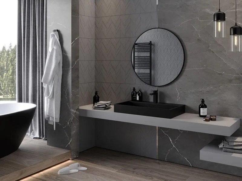 Mexen Loft oglindă de baie rotundă 80 cm, ramă neagră - 9850-080-080-000-70