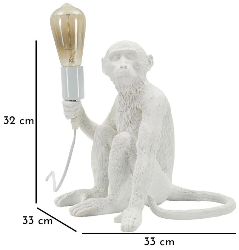 Mauro Ferretti Lampă De Masă Design Maimuță Șezută Alb Cm 33X33X30 | Aosom Romania