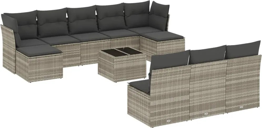 vidaXL Set canapele de grădină cu perne, 11 piese, gri, poliratan