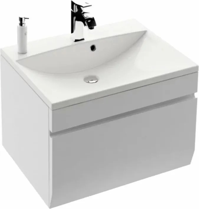 Set dulap suspendat si lavoar compozit Oristo Horyzont mdf alb 60 cm