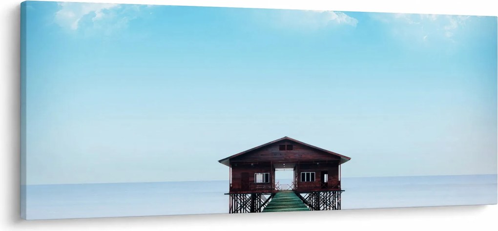 Tablou cu casă pe mare (120x50 cm)