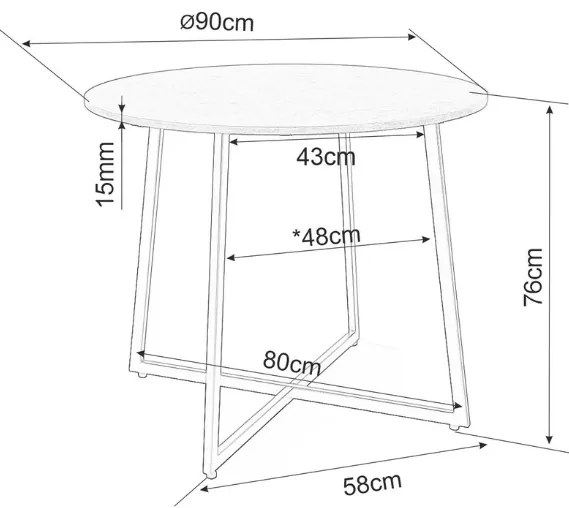 Masa de dining rotunda LUNA 90 cm, maro rustică