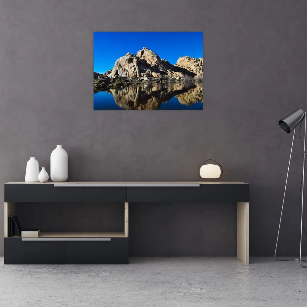 Tablou pe sticlă oglinzirea pietrelor (70x50 cm)