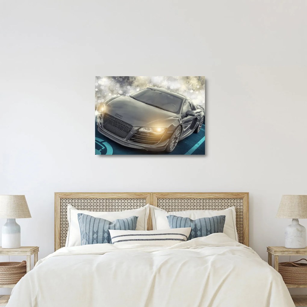 Tablou pe sticlă cu Audi - gri (70x50 cm)