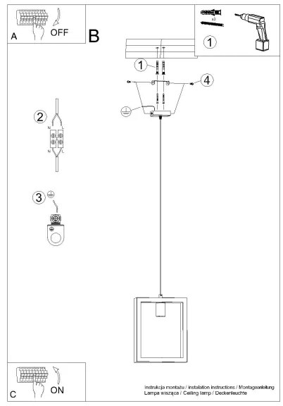 Lustră pe cablu Sollux SL.1310 ARIES 1xE27/15W/230V bej
