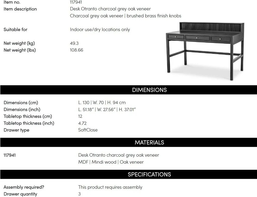 Birou elegant design LUX Otranto