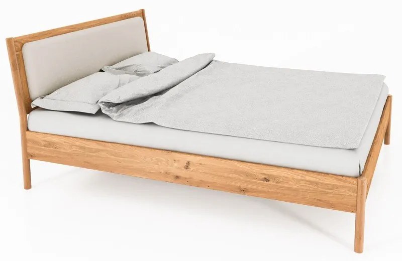 Pat matrimonial din lemn de stejar cu tăblie tapițată 160x200 cm Pola - The Beds