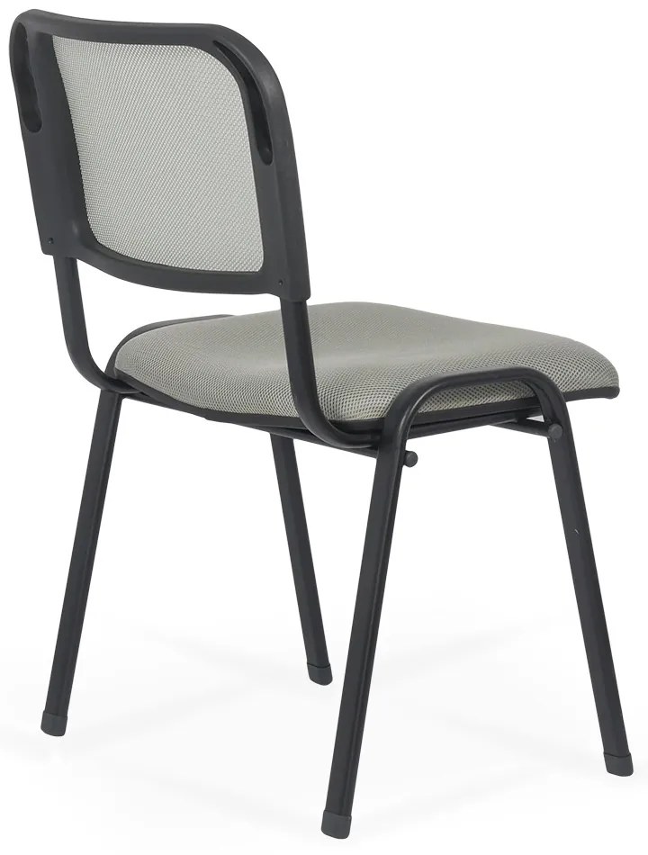 Scaun conferință gri cu șezut ergonomic buretat si spătar mesh ventilat și cadru metalic HRC 600