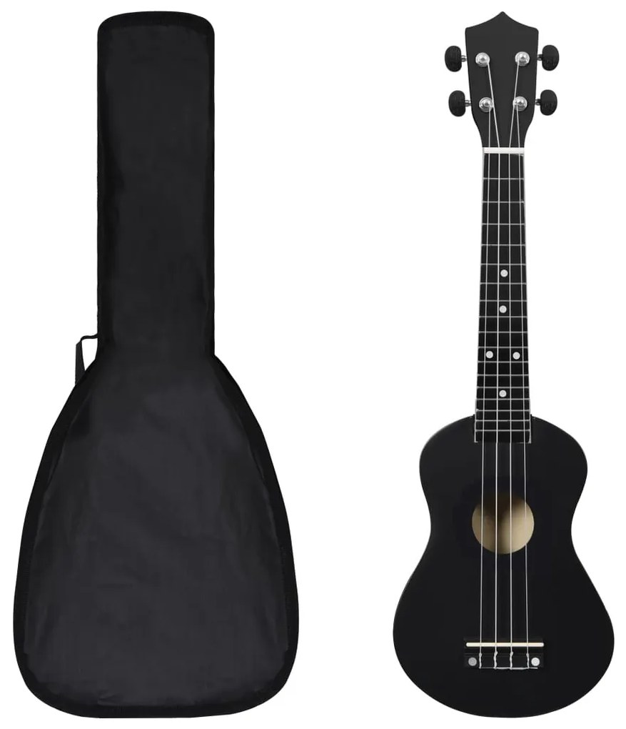 Set de ukulele soprano, pentru copii, cu husa, negru, 23   Negru, 23