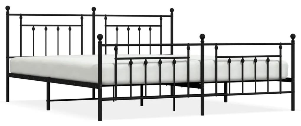 353561 vidaXL Cadru pat metalic cu tăblii de cap/picioare, negru, 193x203 cm