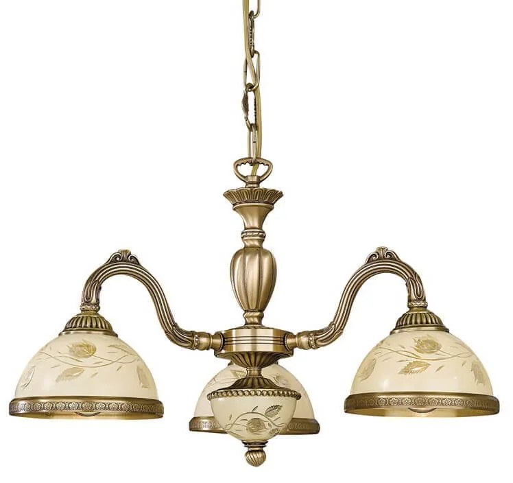 Candelabru cu 3 brate din alama cu sticla decorata design italian 6208