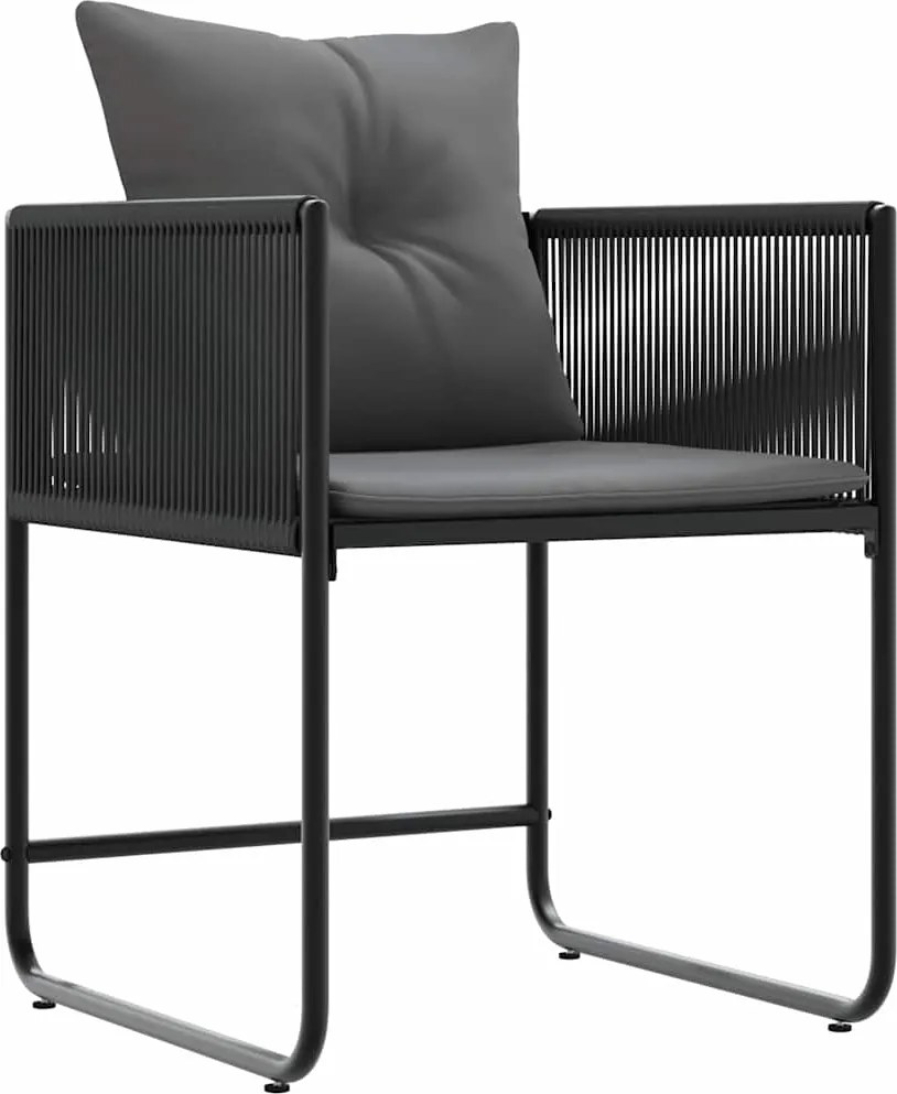 vidaXL Scaun cu pernă 4 pcs Negru și antracit Ratan PE