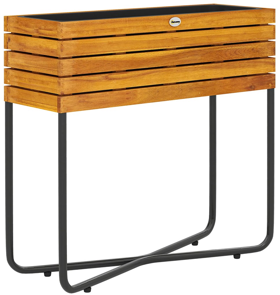 Outsunny Ghiveci cu suport pentru flori găuri de drenaj lemn acacia 62 x 22,5 x 61 cm efect lemn natural | Aosom Romania