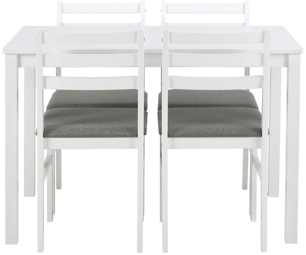 MAZZONI EXPORT Set TORINO masă + 4 scaune Alb/Gri deschis (material Sawana 21) - SET DE LEMN PENTRU BUCĂTĂRIE/SUFRAGERIE