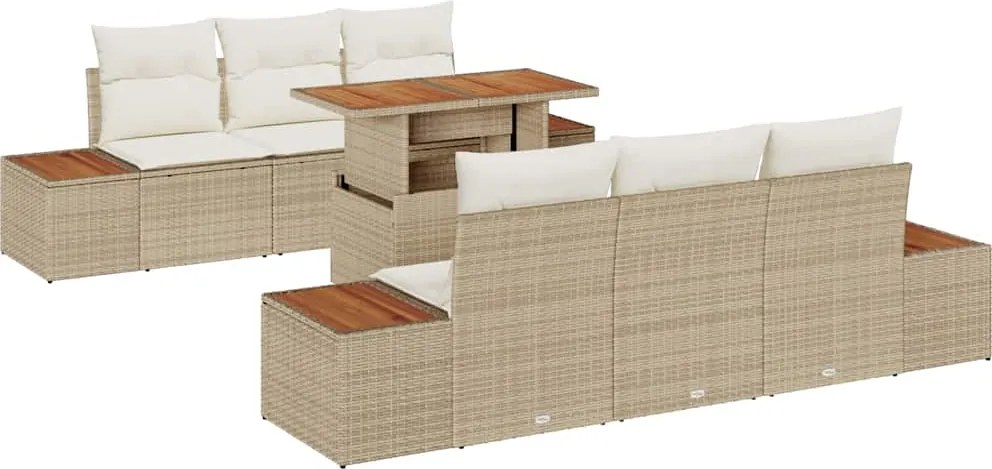 vidaXL Set de canapele pentru grădină 7 pcs Bej Rattan poli