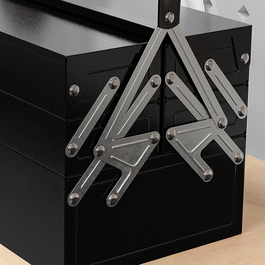 DURHAND Cărucior de scule, cutie de scule cu 3 etaje, din oțel, 56 lungime x 20 lățime x 41 înălțime cm, negru | Aosom Romania