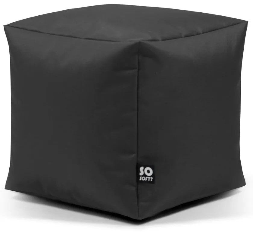 Fotoliu puf pentru copii bej cu tapițerie din imitație de piele Cube M – So Soft?