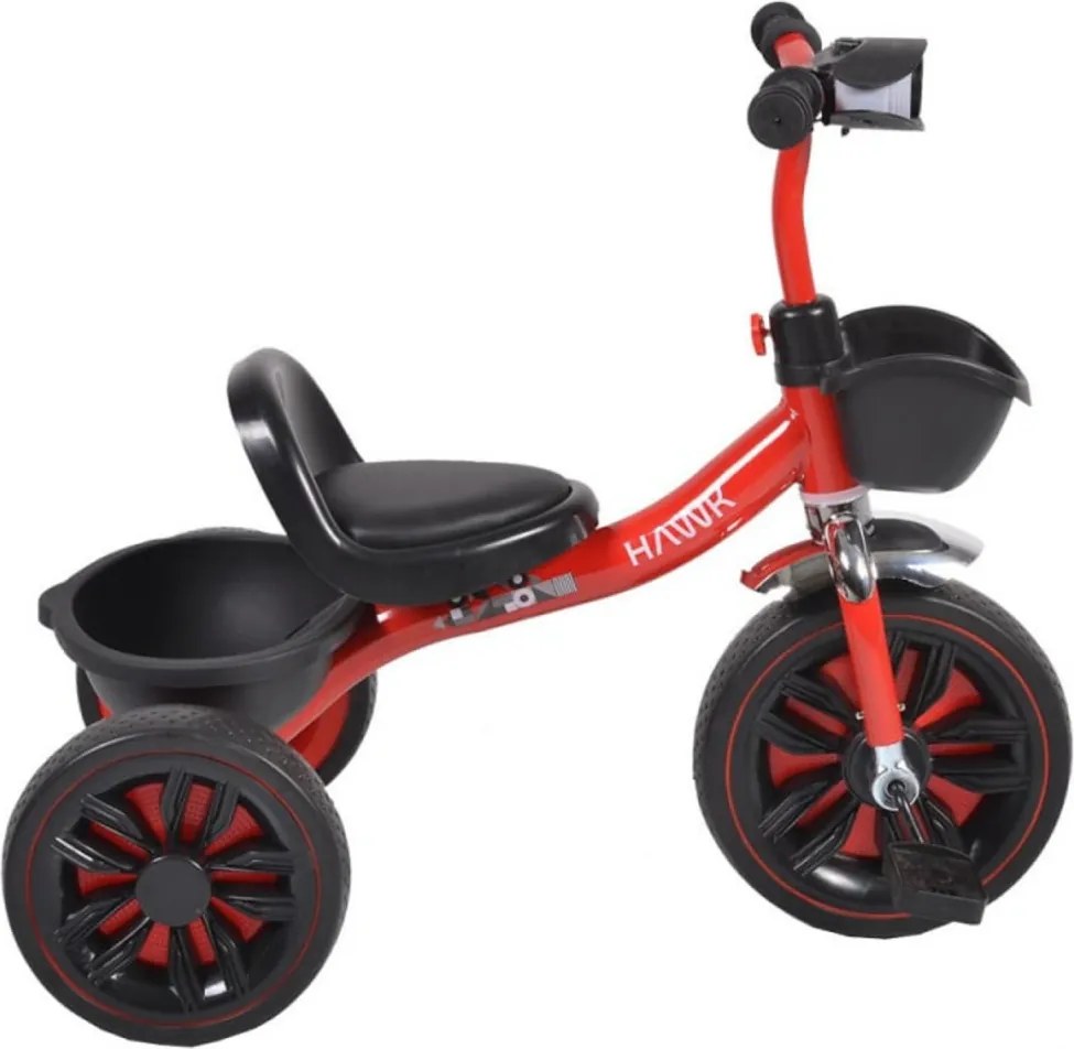 Tricicleta cu pedale NOVOKIDS™ Hawk Trike , Cu melodii si lumini, Doua cosulete pentru jucarii, Max 25 kg, Roti din cauciuc EVA, Cadru metalic, Far