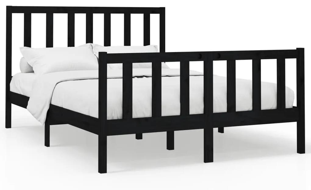 3106717 vidaXL Cadru de pat, negru, 160x200 cm, lemn masiv de pin
