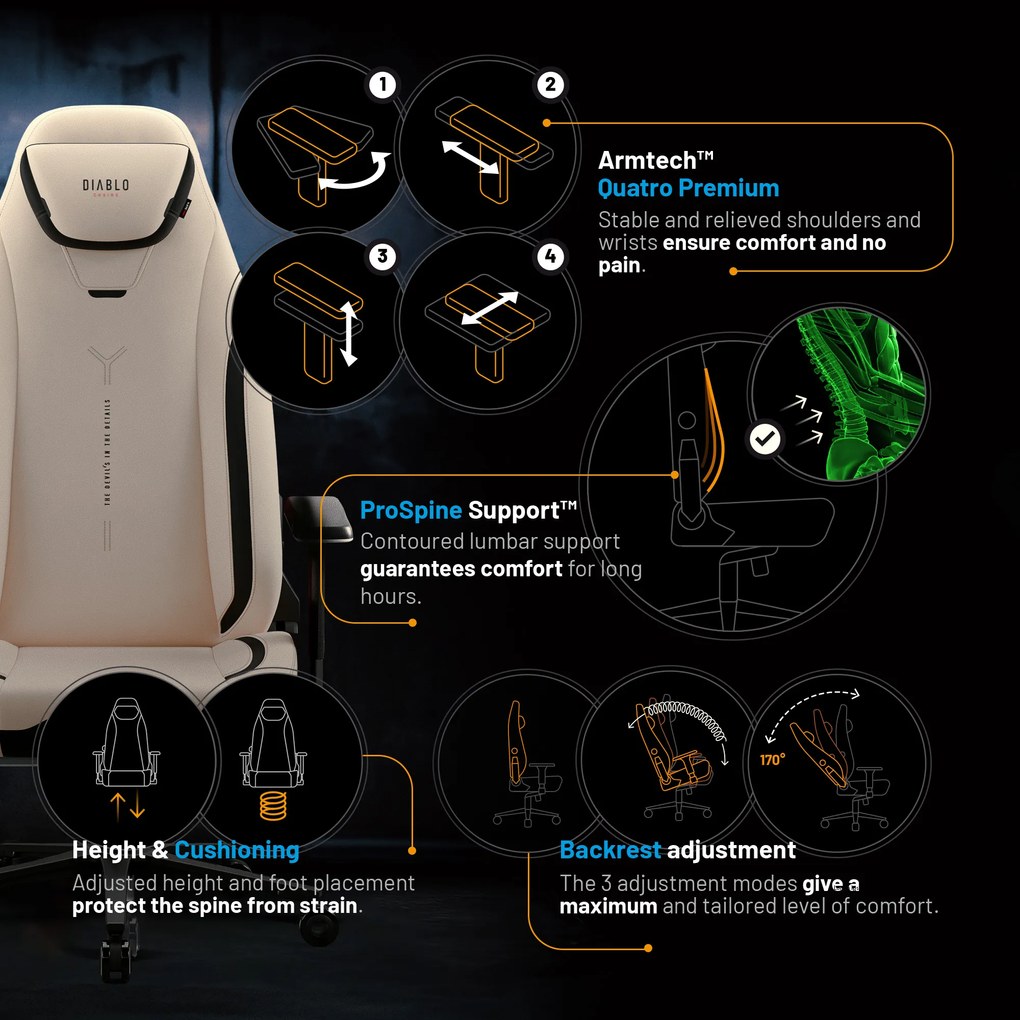 Scaun Gaming Diablo X.Eye Prime, Normal Size, Desert Storm