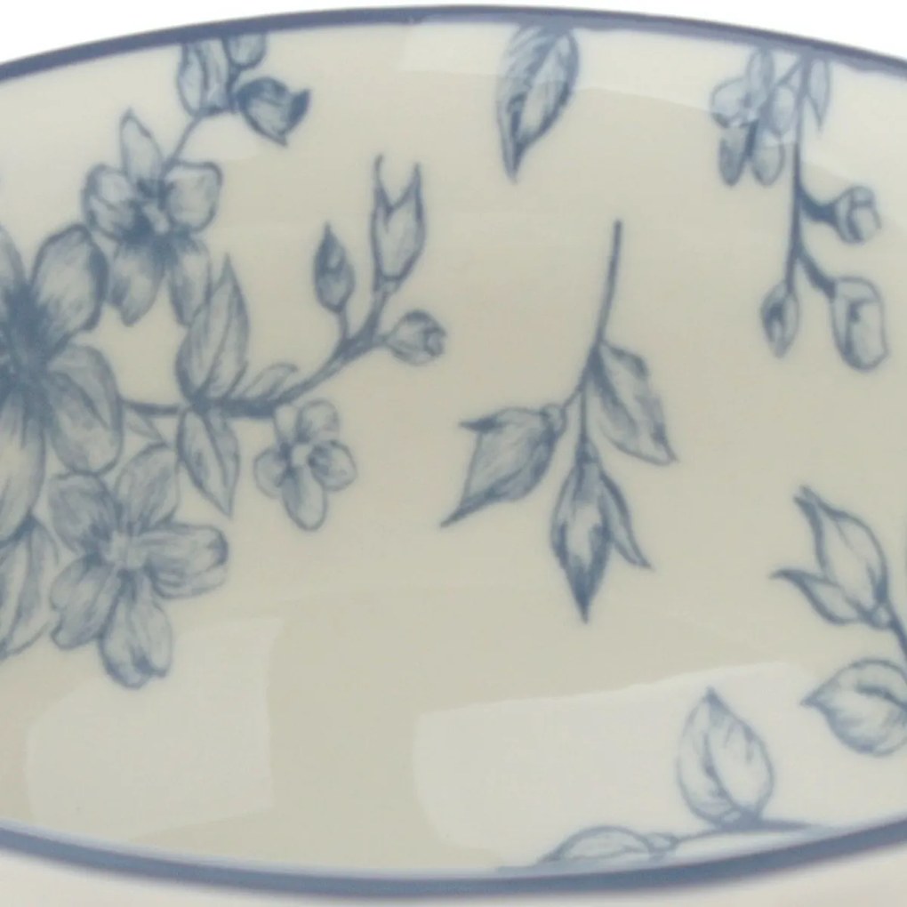 Set de 6 boluri din ceramică Flori delicate 11.5 cm, albastru