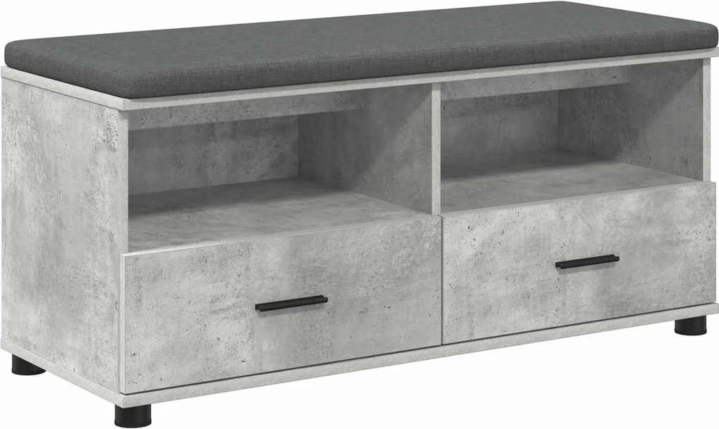 vidaXL Bancă pentru hol cu pernă cu sertar Gri Beton 100 x 38 x 46 cm