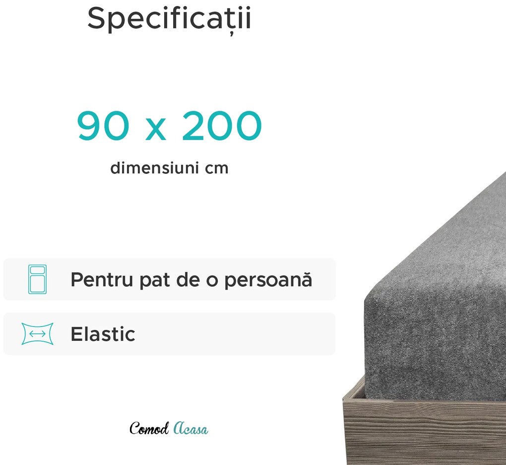 Cearsaf Frotir cu elastic 90x200 cm roz