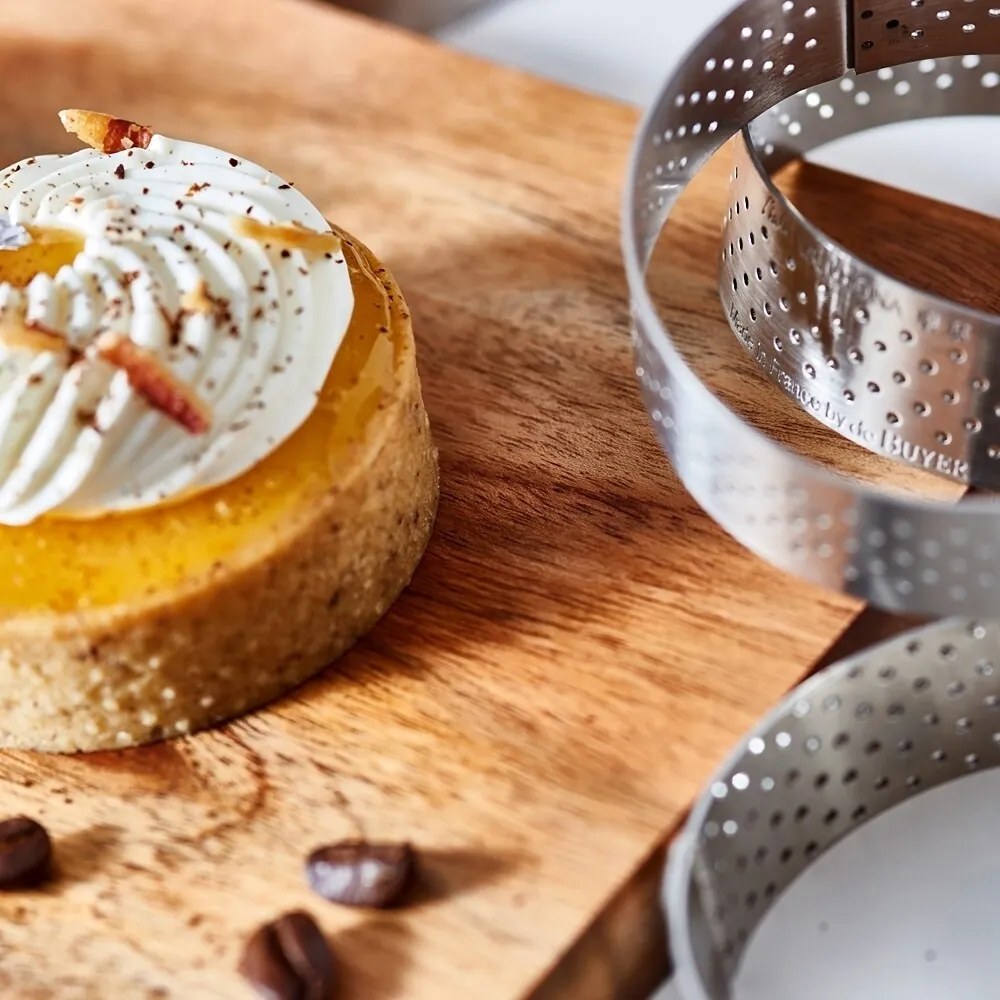 Inel de tort perforat cadru rotund De Buyer 3098.09, 24,5 cm, oțel inoxidabil, 24,5 cm