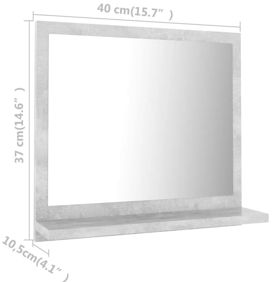 Oglinda de baie, gri beton, 40 x 10,5 x 37 cm, PAL Gri beton, 40 cm