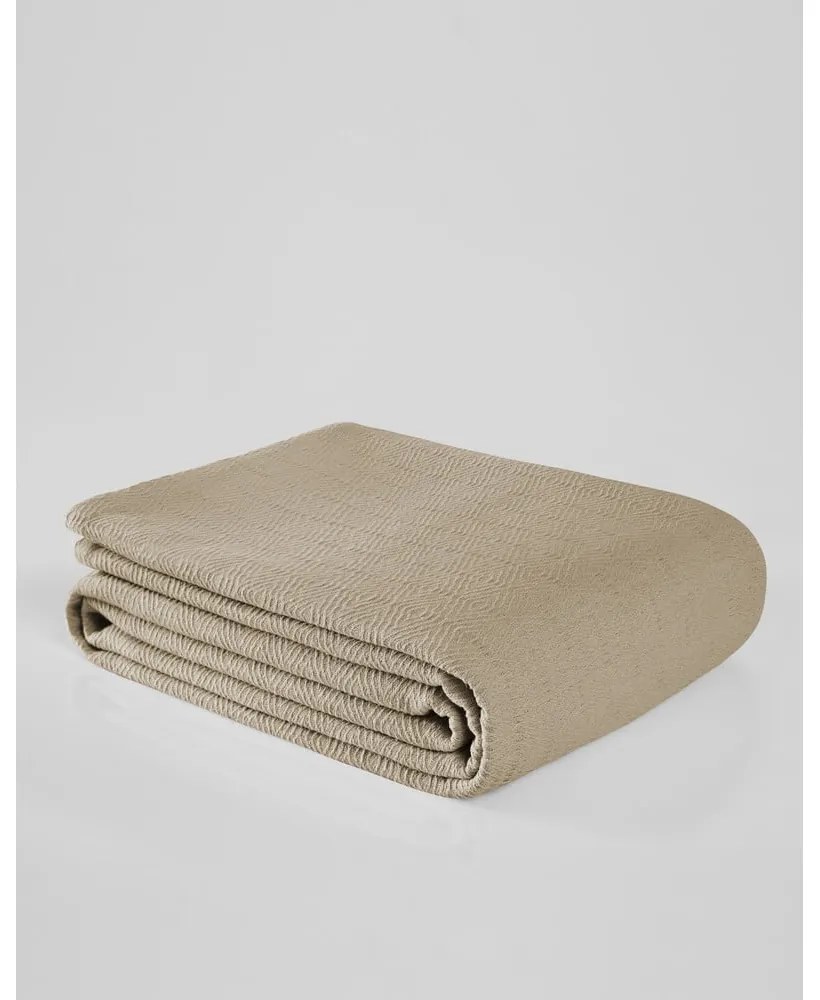 Cuvertură bej din bumbac pentru pat dublu 200x230 cm Serenity – Mijolnir