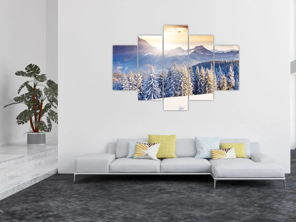 Tablou - Peisaj montan în timpul iernii (150x105 cm)