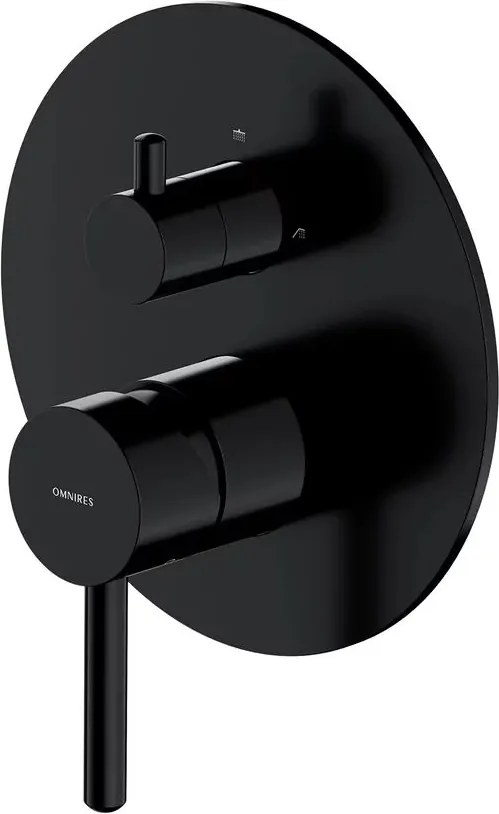 Baterie cada-dus incastrata Omnires Y monocomanda finisaj negru semimat fara corp ingropat