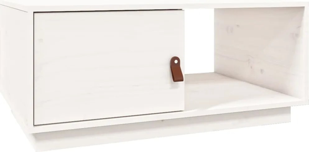 vidaXL Măsuță de cafea, alb, 80x50x35,5 cm, lemn masiv de pin