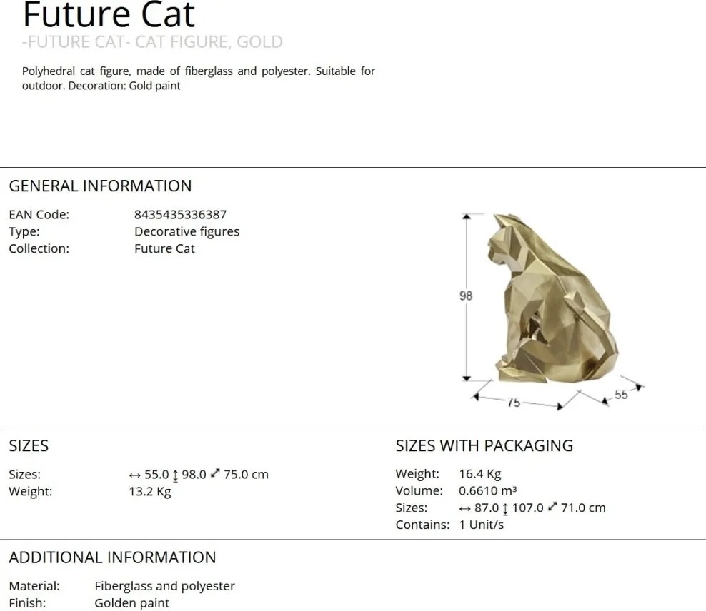 Figurina pisica design decorativ Future Cat
