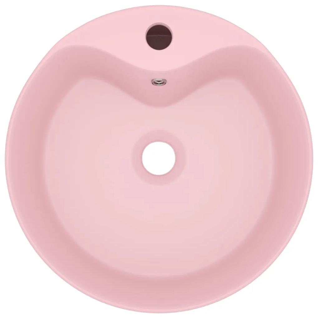 Chiuveta de lux cu preaplin, roz mat, 36 x 13 cm, ceramica matte pink