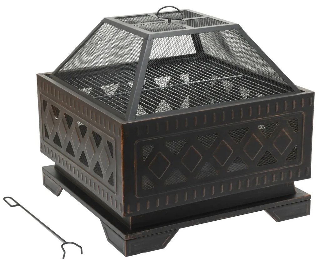 Șemineu cu capac pătrat Cattara 13009, 63,5 x 63,5x 62 cm