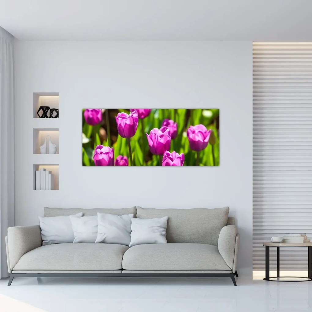 Tablou cu lale pe luncă (120x50 cm)