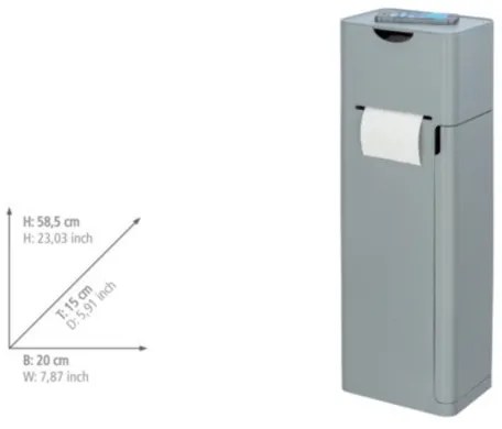 WENKO 24213100 - Perie WC IMON 20x58,5 cm gri