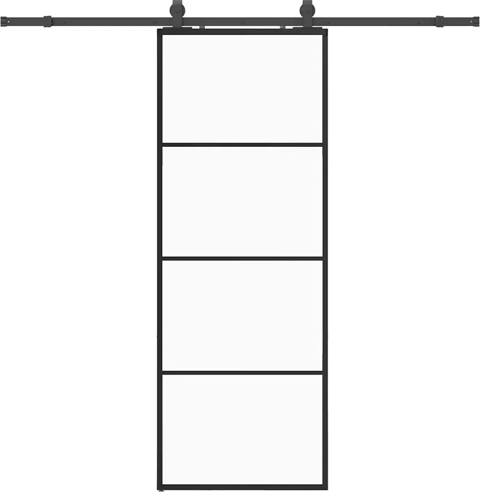 vidaXL Ușă glisantă cu set de feronerie neagră 76x205 cm Sticlă ESG