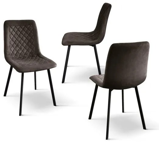 PAZZO DESIGN Set de 4 scaune Arianna din catifea maro cu picioare metalice | Aosom Romania